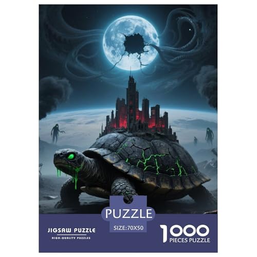 Steinschildkröte tragen Stadt 1000 Teile Unmöglich Puzzles, Familien, Teile Passen Perfekt Zusammen, Geschicklichkeitsspiel, Perfekt Für Spieleabende, Stressabbau-Spielzeug 70x50cm/1000pcs von QIAVXZIP