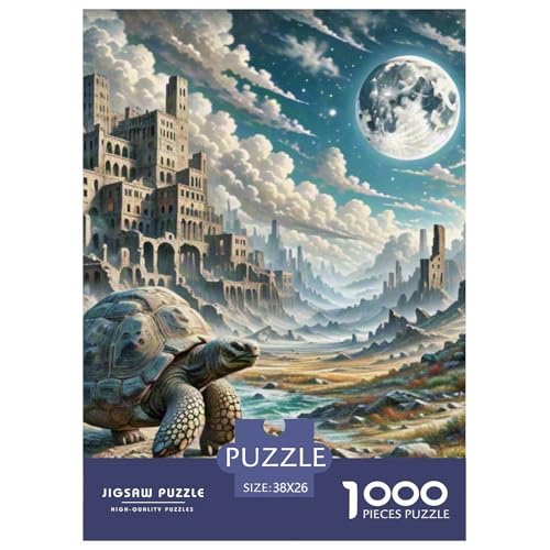 Steinschildkröte tragen Stadt 1000 Teile Unmöglich Puzzles, Teile Passen Perfekt Zusammen, Geschicklichkeitsspiel, Perfekt Für Spieleabende, Stressabbau-Spielzeug 38x26cm/1000pcs von QIAVXZIP