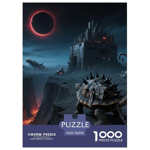 Steinschildkröte tragen Stadt 1000 Teile Unmöglich Puzzles, Teile Passen Perfekt Zusammen, Geschicklichkeitsspiel, Perfekt Für Spieleabende, Stressabbau-Spielzeug 70x50cm/1000pcs von QIAVXZIP