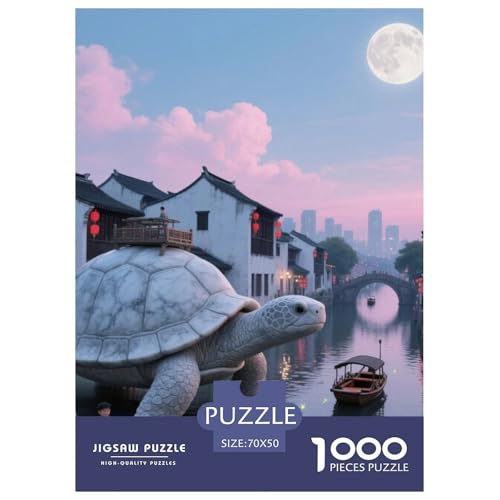 Steinschildkröte tragen Stadt 1000 Teile Unmöglich Puzzles, Teile Passen Perfekt Zusammen, Geschicklichkeitsspiel, Premium Quality, Pädagogisches 70x50cm/1000pcs von QIAVXZIP