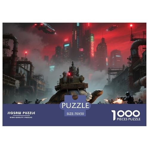 Steinschildkröte tragen Stadt 1000 Teile Unmöglich Puzzles, Teile Passen Perfekt Zusammen, Geschicklichkeitsspiel, Premium Quality, Stressabbau-Spielzeug 70x50cm/1000pcs von QIAVXZIP
