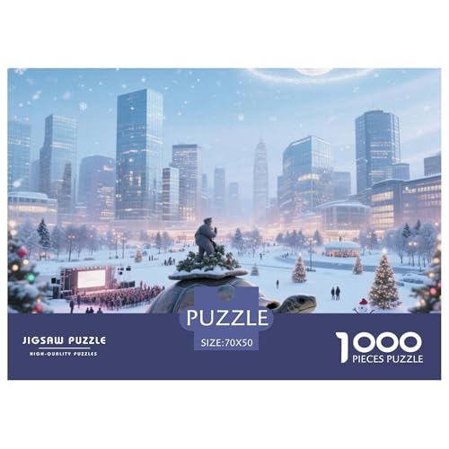 Steinschildkröte tragen Stadt 1000 Teile Unmöglich Puzzles, Teile Passen Perfekt Zusammen, Geschicklichkeitsspiel, Premium Quality, Stressabbau-Spielzeug 70x50cm/1000pcs von QIAVXZIP