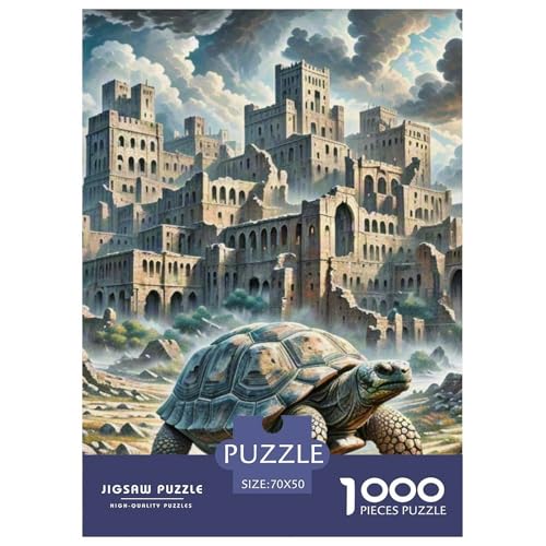 Steinschildkröte tragen Stadt 1000 Teile Unmöglich Puzzles, Teile Passen Perfekt Zusammen, Geschicklichkeitsspiel, Premium Quality, Stressabbau-Spielzeug 70x50cm/1000pcs von QIAVXZIP
