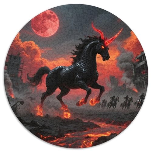 Tinte Qilin Treading Flammen 1000 PCS Puzzle Runde Puzzles Schwieriges Großes Stressabbau-Spielzeug Für Erwachsene Kinder Kreativ 1000pcs (67.5x67.5cm) von QIAVXZIP