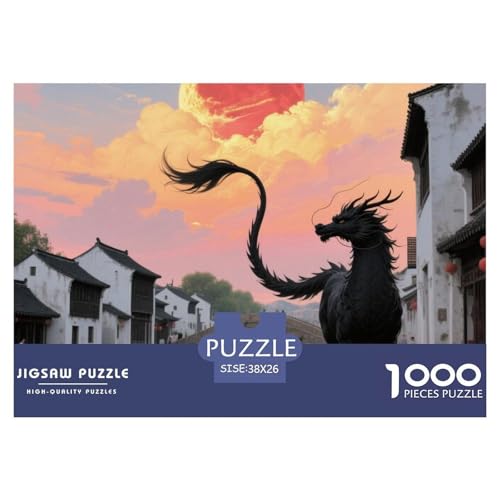 Tinte Qilin Treading Flammen 1000 Teile Klassische Puzzle, Teile Passen Perfekt Zusammen, Geschicklichkeitsspiel, Premium Quality, Pädagogisches 38x26cm/1000pcs von QIAVXZIP