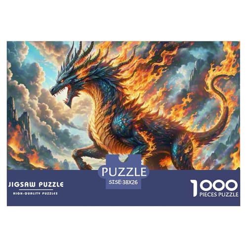 Tinte Qilin Treading Flammen 1000 Teile Klassische Puzzle, Teile Passen Perfekt Zusammen, Geschicklichkeitsspiel, Premium Quality, Pädagogisches 38x26cm/1000pcs von QIAVXZIP
