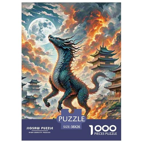 Tinte Qilin Treading Flammen 1000 Teile Schwieriges Großes Puzzle, Familien, Teile Passen Perfekt Zusammen, Geschicklichkeitsspiel, Perfekt Für Spieleabende, Stressabbau-Spielzeug 38x26cm von QIAVXZIP