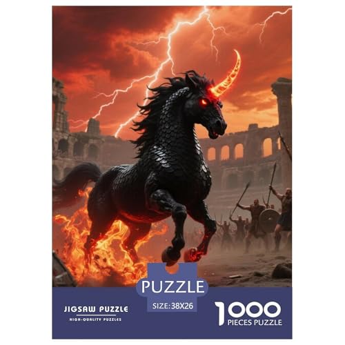 Tinte Qilin Treading Flammen 1000 Teile Schwieriges Großes Puzzle, Familien, Teile Passen Perfekt Zusammen, Geschicklichkeitsspiel, Premium Quality, Pädagogisches 38x26cm/1000pcs von QIAVXZIP