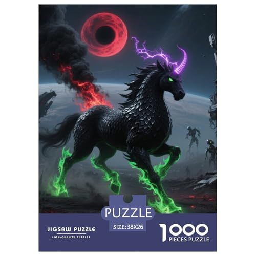 Tinte Qilin Treading Flammen 1000 Teile Schwieriges Großes Puzzle, Teile Passen Perfekt Zusammen, Geschicklichkeitsspiel, Perfekt Für Spieleabende, Stressabbau-Spielzeug 38x26cm/1000pcs von QIAVXZIP