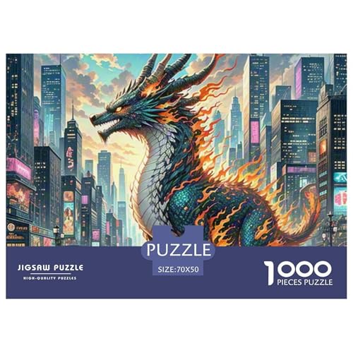 Tinte Qilin Treading Flammen 1000 Teile Schwieriges Großes Puzzle, Teile Passen Perfekt Zusammen, Geschicklichkeitsspiel, Perfekt Für Spieleabende, Stressabbau-Spielzeug 70x50cm/10 von QIAVXZIP