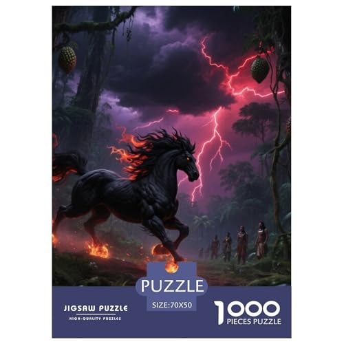 Tinte Qilin Treading Flammen 1000 Teile Schwieriges Großes Puzzle, Teile Passen Perfekt Zusammen, Geschicklichkeitsspiel, Perfekt Für Spieleabende, Stressabbau-Spielzeug 70x50cm/1000pcs von QIAVXZIP