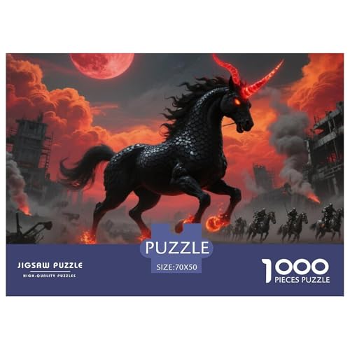 Tinte Qilin Treading Flammen 1000 Teile Schwieriges Großes Puzzle, Teile Passen Perfekt Zusammen, Geschicklichkeitsspiel, Premium Quality, Pädagogisches 70x50cm/1000pcs von QIAVXZIP