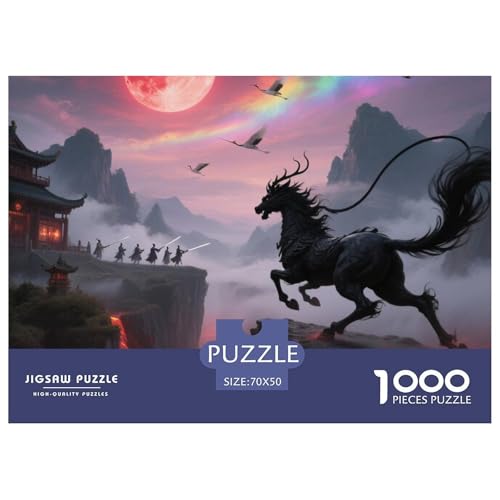 Tinte Qilin Treading Flammen 1000 Teile Schwieriges Großes Puzzle Und Kinder, Teile Passen Perfekt Zusammen, Geschicklichkeitsspiel, Perfekt Für Spieleabende, Stressabbau-Spielzeug 70x50c von QIAVXZIP