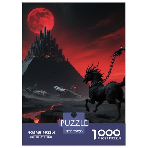 Tinte Qilin Treading Flammen 1000 Teile Unmöglich Puzzles, Familien, Teile Passen Perfekt Zusammen, Geschicklichkeitsspiel, Perfekt Für Spieleabende, Stressabbau-Spielzeug 70x50cm/1000pcs von QIAVXZIP