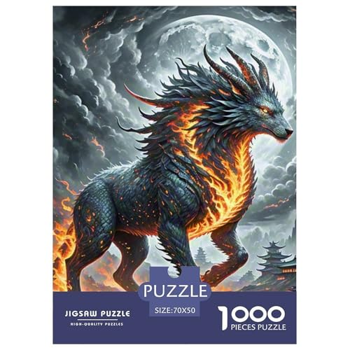 Tinte Qilin Treading Flammen 1000 Teile Unmöglich Puzzles, Familien, Teile Passen Perfekt Zusammen, Geschicklichkeitsspiel, Perfekt Für Spieleabende, Stressabbau-Spielzeug 70x50cm/1000pcs von QIAVXZIP