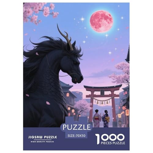 Tinte Qilin Treading Flammen 1000 Teile Unmöglich Puzzles, Teile Passen Perfekt Zusammen, Geschicklichkeitsspiel, Perfekt Für Spieleabende, Pädagogisches 70x50cm/1000pcs von QIAVXZIP