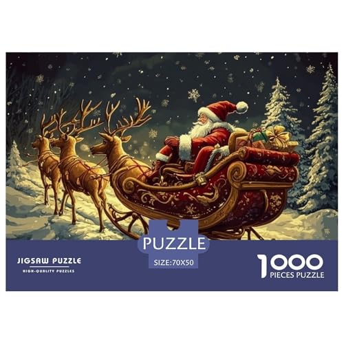 Weihnachtsmann 1000 Teile Schwieriges Großes Puzzle Für Erwachsene Und Kinder, Teile Passen Perfekt Zusammen, Geschicklichkeitsspiel, Perfekt Für Spieleabende, Pädagogisches 70x50cm/1000pcs von QIAVXZIP
