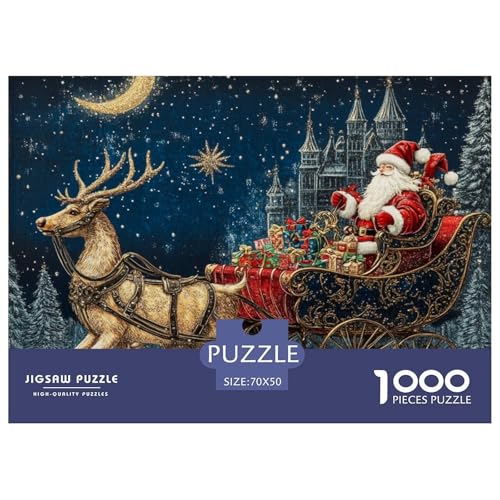 Weihnachtsmann 1000 Teile Unmöglich Puzzles Für Erwachsene Und Kinder, Teile Passen Perfekt Zusammen, Geschicklichkeitsspiel, Premium Quality, Stressabbau-Spielzeug 70x50cm/1000pcs von QIAVXZIP