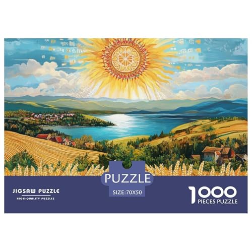 Weizenfeld 1000 Teile Klassische Puzzle Für Erwachsene, Familien, Teile Passen Perfekt Zusammen, Geschicklichkeitsspiel, Perfekt Für Spieleabende, Stressabbau-Spielzeug 70x50cm/1000pcs von QIAVXZIP