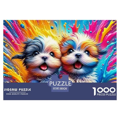 Welpen 1000 Teile Unmöglich Puzzles Tier Ab 14 Jahren, Teile Passen Perfekt Zusammen, Geschicklichkeitsspiel, Perfekt Für Spieleabende, Stressabbau-Spielzeug 38x26cm/1000pcs von QIAVXZIP