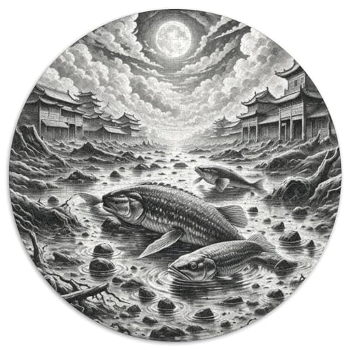 Wels Bohren Rotten Schlamm 1000 PCS Puzzle Circular Puzzles Schwieriges Großes Stressabbau-Spielzeug Geeignet 1000pcs (67.5x67.5cm) von QIAVXZIP