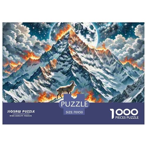 Wilde Schafe Klettern Klippe 1000 Teile Schwieriges Großes Puzzle Tier, Familien, Teile Passen Perfekt Zusammen, Geschicklichkeitsspiel, Premium Quality, Stressabbau-Spielzeug 70x50cm/10 von QIAVXZIP