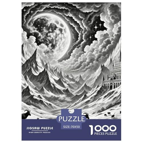 Wilde Schafe Klettern Klippe 1000 Teile Unmöglich Puzzles Tier, Teile Passen Perfekt Zusammen, Geschicklichkeitsspiel, Premium Quality, Pädagogisches 70x50cm/1000pcs von QIAVXZIP
