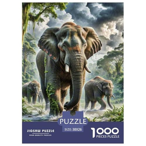 Wilder Elefant Brechen Reben 1000 Teile Klassische Puzzle Tier, Teile Passen Perfekt Zusammen, Geschicklichkeitsspiel, Perfekt Für Spieleabende, Pädagogisches 38x26cm/1000pcs von QIAVXZIP