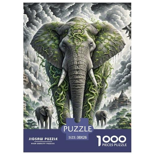 Wilder Elefant Brechen Reben 1000 Teile Schwieriges Großes Puzzle Tier, Teile Passen Perfekt Zusammen, Geschicklichkeitsspiel, Premium Quality, Stressabbau-Spielzeug 38x26cm/10 Wilder Elefant Brechen Reben 1000 Teile Schwieriges Großes Puzzle Tier, Teile Passen Perfekt Zusammen, Geschicklichkeitsspiel, Premium Quality, Stressabbau-Spielzeug 38x26cm/10 von QIAVXZIP