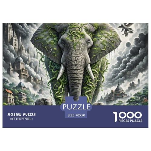Wilder Elefant Brechen Reben 1000 Teile Unmöglich Puzzles Tier, Teile Passen Perfekt Zusammen, Geschicklichkeitsspiel, Premium Quality, Pädagogisches 70x50cm/1000pcs von QIAVXZIP