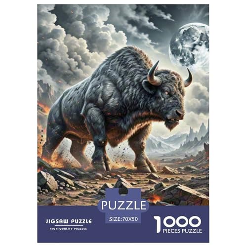 Wilder Ox Ramming Rocks 1000 Teile Schwieriges Großes Puzzle Tier Und Kinder, Teile Passen Perfekt Zusammen, Geschicklichkeitsspiel, Premium Quality, Stressabbau-Spielzeug 70x50cm/1000p Wilder Ox Ramming Rocks 1000 Teile Schwieriges Großes Puzzle Tier Und Kinder, Teile Passen Perfekt Zusammen, Geschicklichkeitsspiel, Premium Quality, Stressabbau-Spielzeug 70x50cm/1000p von QIAVXZIP