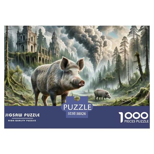 Wildschwein Arching Reben 1000 Teile Schwieriges Großes Puzzle Tier, Familien, Teile Passen Perfekt Zusammen, Geschicklichkeitsspiel, Perfekt Für Spieleabende, Pädagogisches 38x26cm/100 von QIAVXZIP