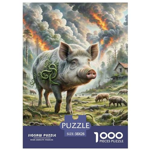 Wildschwein Arching Reben 1000 Teile Unmöglich Puzzles Tier Und Kinder, Teile Passen Perfekt Zusammen, Geschicklichkeitsspiel, Premium Quality, Stressabbau-Spielzeug 38x26cm/1000pcs von QIAVXZIP