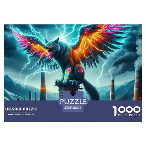 Wolf 1000 Teile Schwieriges Großes Puzzle Tier Für Die Ganze Familie, Teile Passen Perfekt Zusammen, Geschicklichkeitsspiel, Perfekt Für Spieleabende, Stressabbau-Spielzeug 38x26cm/1000pcs von QIAVXZIP