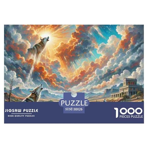 Wolf Howling im Wasteland 1000 Teile Klassische Puzzle Tier, Familien, Teile Passen Perfekt Zusammen, Geschicklichkeitsspiel, Perfekt Für Spieleabende, Pädagogisches 38x26cm/1000pcs von QIAVXZIP