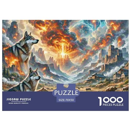 Wolf Howling im Wasteland 1000 Teile Klassische Puzzle Tier, Teile Passen Perfekt Zusammen, Geschicklichkeitsspiel, Perfekt Für Spieleabende, Pädagogisches 70x50cm/1000pcs von QIAVXZIP