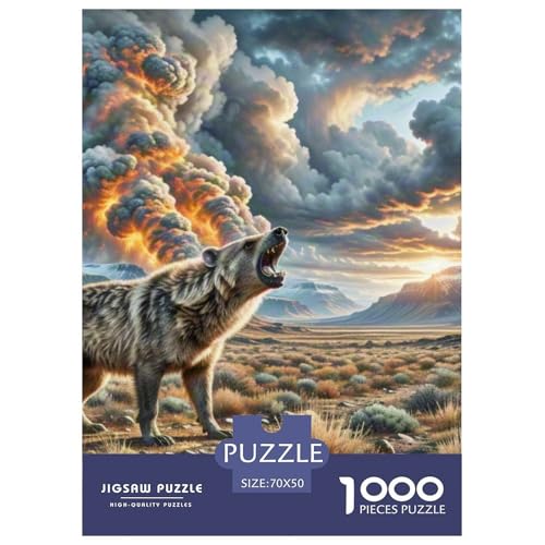 Wolf Howling im Wasteland 1000 Teile Klassische Puzzle Tier, Teile Passen Perfekt Zusammen, Geschicklichkeitsspiel, Perfekt Für Spieleabende, Stressabbau-Spielzeug 70x50cm/1000 von QIAVXZIP