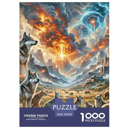 Wolf Howling im Wasteland 1000 Teile Unmöglich Puzzles Tier, Teile Passen Perfekt Zusammen, Geschicklichkeitsspiel, Premium Quality, Pädagogisches 70x50cm/1000pcs von QIAVXZIP
