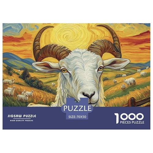 Ziege 1000 Teile Unmöglich Puzzles Ab 14 Jahren, Teile Passen Perfekt Zusammen, Geschicklichkeitsspiel, Premium Quality, Pädagogisches 70x50cm/1000pcs von QIAVXZIP