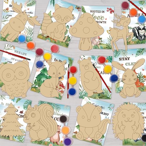 QICI Waldtier-Karten mit Kunstbedarf, Waldtiere, Holzmalerei, Bastelsets für Kinder, Weihnachten, Geburtstag, Jungen, Mädchen, Geschenke, Großpackung – Waldtiere, Partygeschenke, 24 Stück QICI Waldtier-Karten mit Kunstbedarf, Waldtiere, Holzmalerei, Bastelsets für Kinder, Weihnachten, Geburtstag, Jungen, Mädchen, Geschenke, Großpackung – Waldtiere, Partygeschenke, 24 Stück von QICI