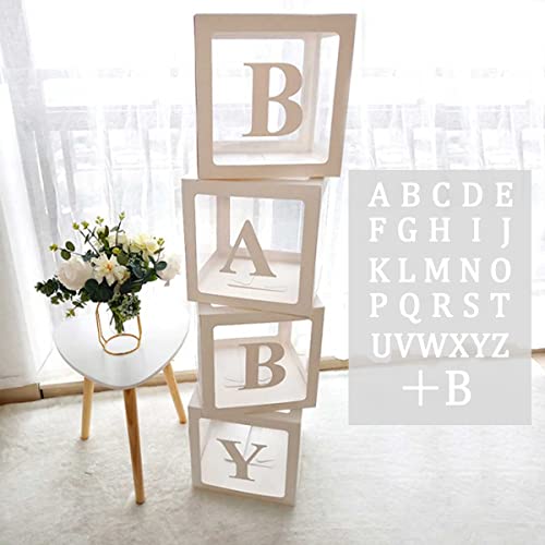 Babyparty Boxen Deko für Mädchen Jungen, 4 Stück Transparente Ballon Boxen mit 27 Buchstaben, Baby Luftballon Box für Baby Shower 1. Geburtstag, Babyparty Box Dekorationen Babyparty Boxen Deko für Mädchen Jungen, 4 Stück Transparente Ballon Boxen mit 27 Buchstaben, Baby Luftballon Box für Baby Shower 1. Geburtstag, Babyparty Box Dekorationen von QIFU