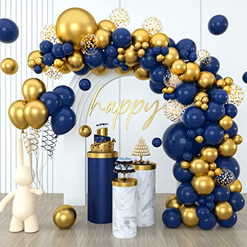 Qifu Luftballon Girlande Blau Gold - 114 Stück Geburtstagsdeko Mit Helium Ballons, Konfetti - Für Männer, Baby Party, Sünnet Qifu Luftballon Girlande Blau Gold - 114 Stück Geburtstagsdeko Mit Helium Ballons, Konfetti - Für Männer, Baby Party, Sünnet von QIFU