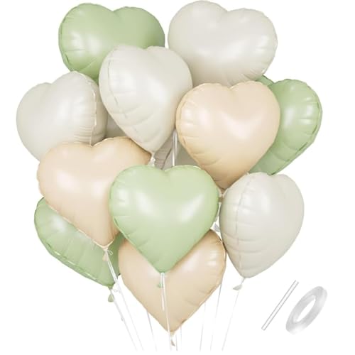 Grüne und weiße herzförmige Luftballons von QIFU