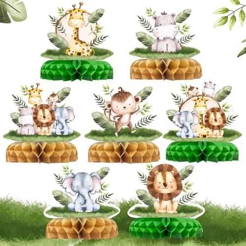 QIFU 7 Stück Dschungeltiere, Waben-Mittelstücke, Safari-Dschungel-Thema, Geburtstagsparty-Zubehör, Wildtiere, Dschungel-Party-Dekorationen, Babyparty, Tischdekorationen für Jungen und Mädchen, QIFU 7 Stück Dschungeltiere, Waben-Mittelstücke, Safari-Dschungel-Thema, Geburtstagsparty-Zubehör, Wildtiere, Dschungel-Party-Dekorationen, Babyparty, Tischdekorationen für Jungen und Mädchen, von QIFU