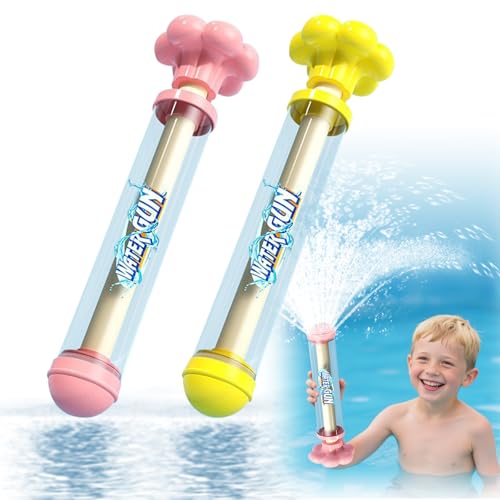 Feuerwerks Wasserpistole Spielzeug, 2 Stück Wasserspritzpistolen für Kinder Erwachsene, Wassersprühspielzeug für Strand Pool und Partys (Gelb + Rosa) von QIGHLIS