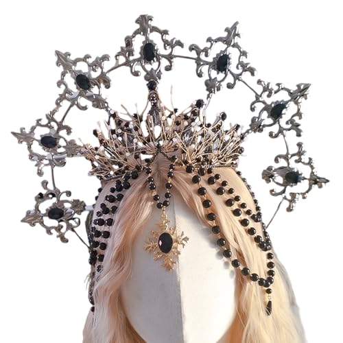 QIIIMSLSS Blingbling Kronen Haarreifen Mädchen Halloween Party Elegant Festzug Wassertropfen Perle Mädchen Coronet Kostüm Kopfbedeckung von QIIIMSLSS