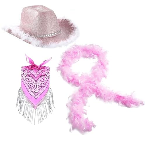 QIIIMSLSS Blingbling Pailletten Party Hut Federschal Strass Hut Schal Pailletten Hut Spielparty von QIIIMSLSS