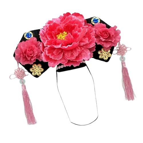 QIIIMSLSS Chinesische Qitou-Stirnbänder, Bühnenprinzessin, Kopfbedeckung, Haarbänder, Konkubinen, Kopfschmuck, Haarreif, auffälliger Blumenkopfschmuck von QIIIMSLSS