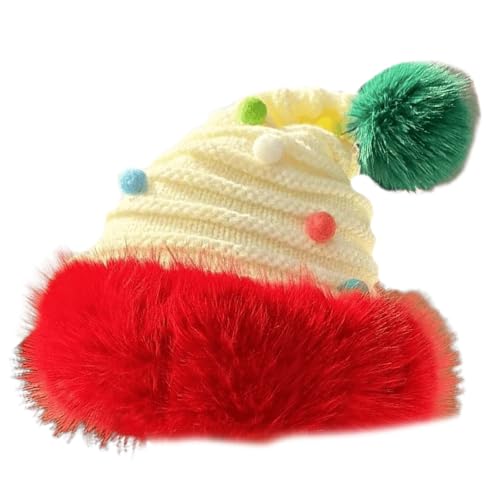 QIIIMSLSS Weihnachtsmützen mit pelziger Krempe für Weihnachten, Festival, Party, Neujahr, Kopfbedeckung, Weihnachtsmann-Kostüm-Zubehör von QIIIMSLSS
