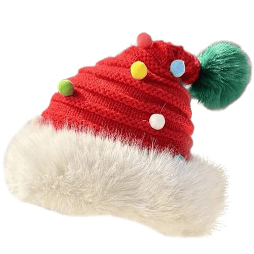 QIIIMSLSS Weihnachtsmützen mit pelziger Krempe für Weihnachten, Festival, Party, Neujahr, Kopfbedeckung, Weihnachtsmann-Kostüm-Zubehör von QIIIMSLSS